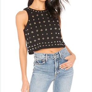 Lovers + Friends Black Stud Crop Top